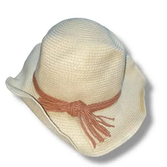 D&Y Straw Sun Hat 3.5" Wide Brim Packable Travel Beach Hike Cruise Women Tan - Picture 8 of 11